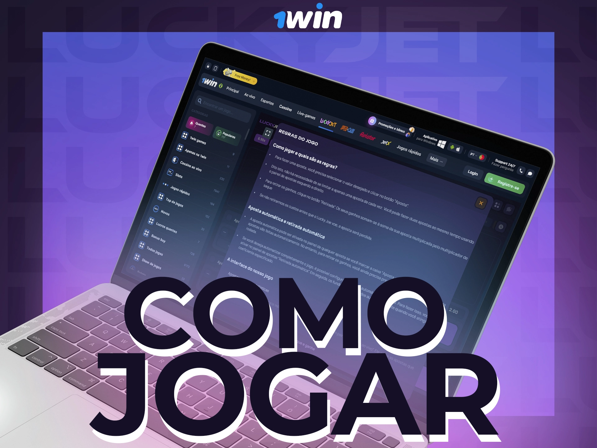 Descobre as regras e condições básicas para jogar Lucky Jet no 1win.