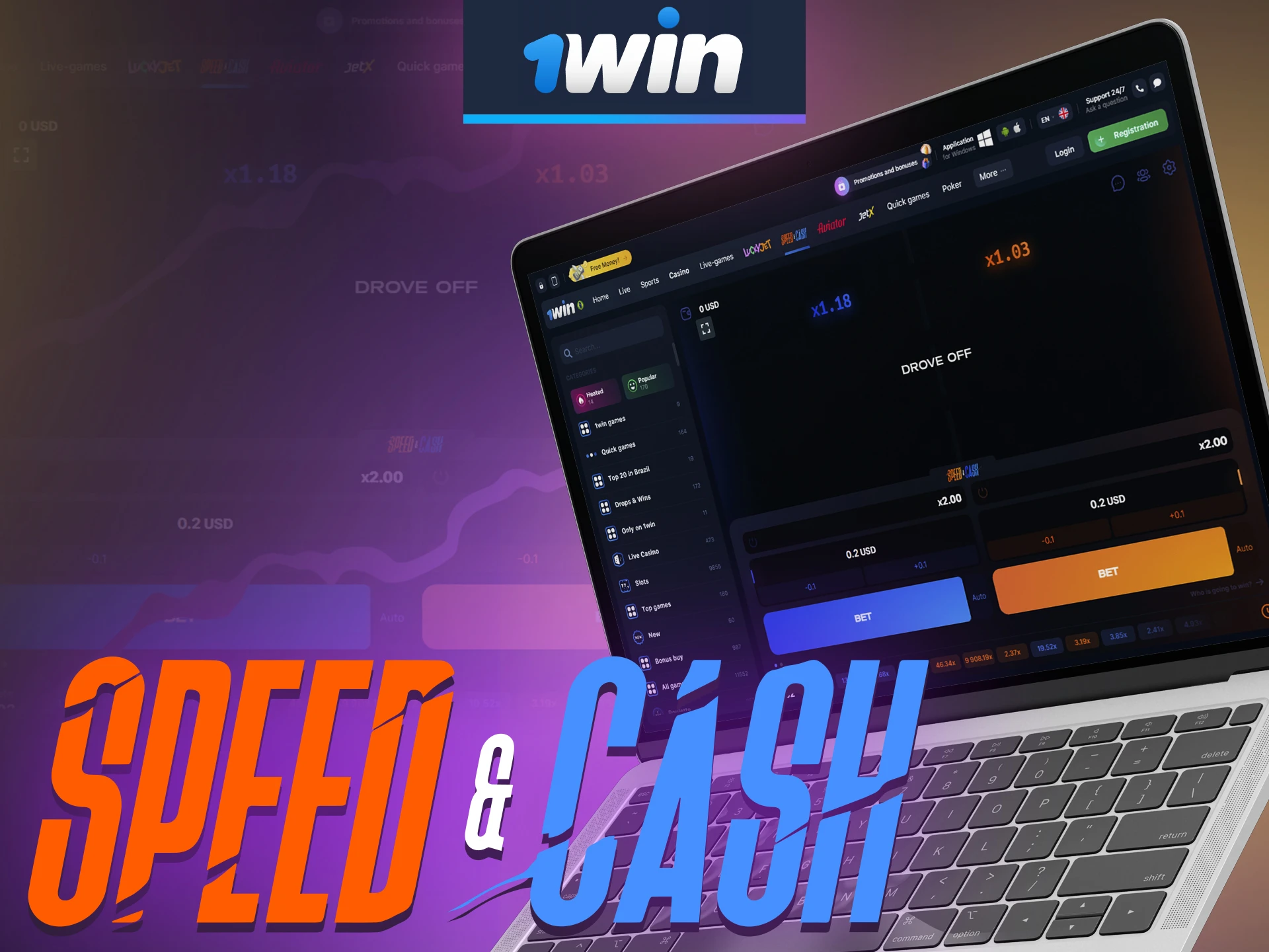 Play the game Speed and Cash on 1win.