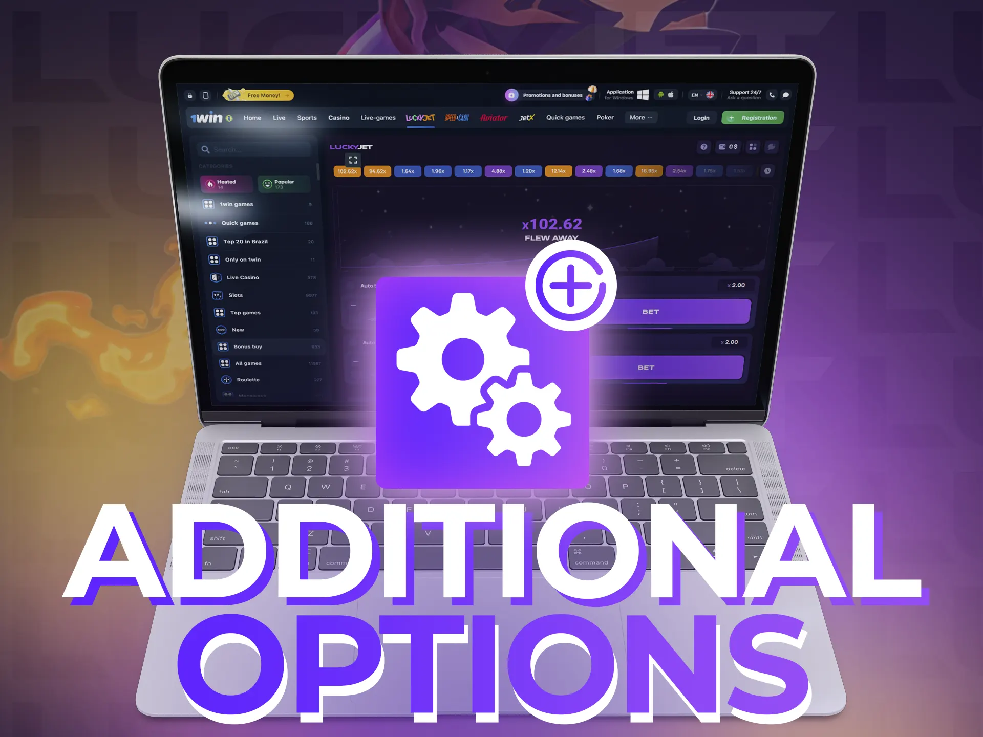 Learn about Lucky Jet's additional options at 1win.