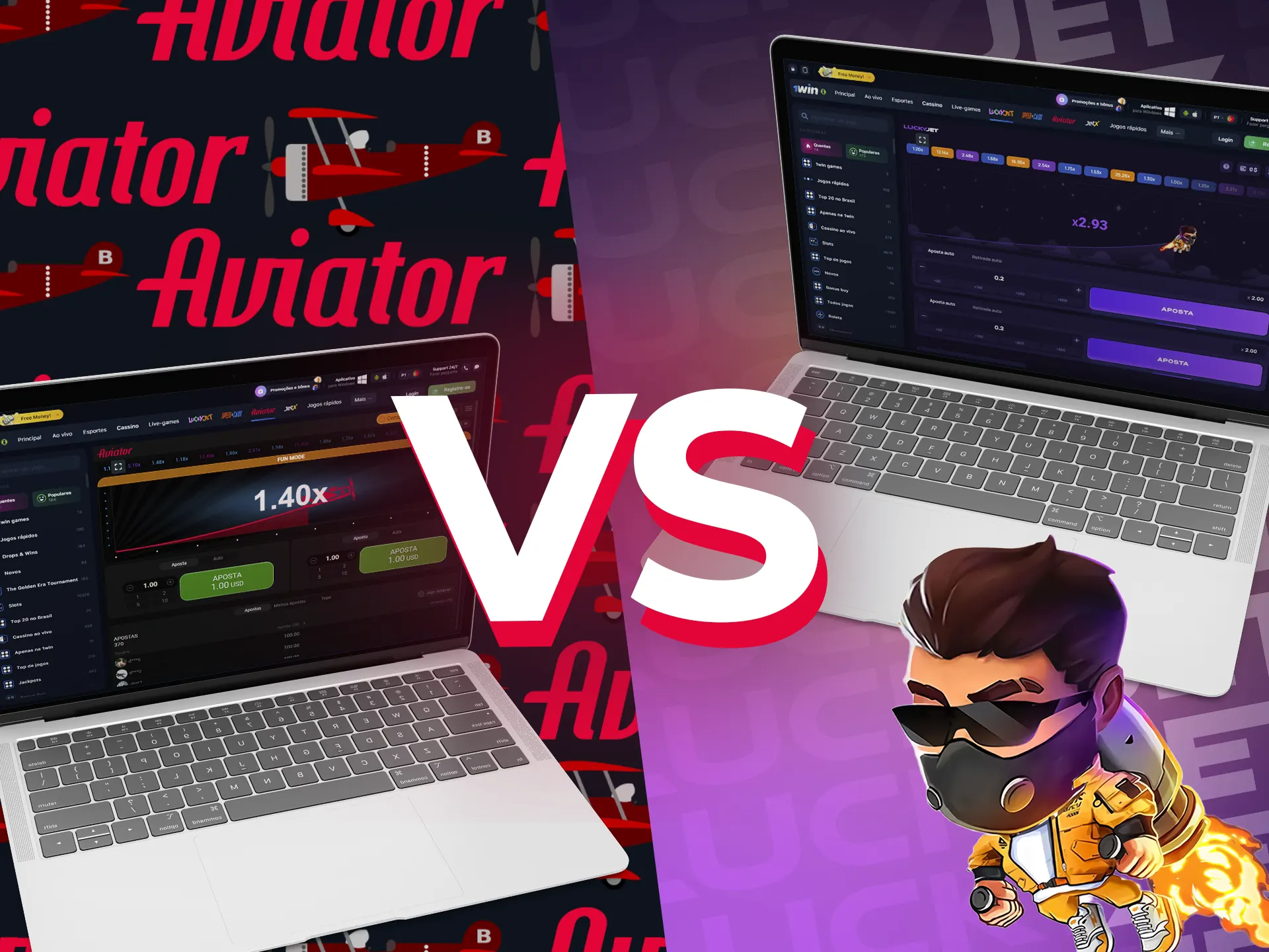 Compare você mesmo o Aviator e o Lucky Jet no 1Win.