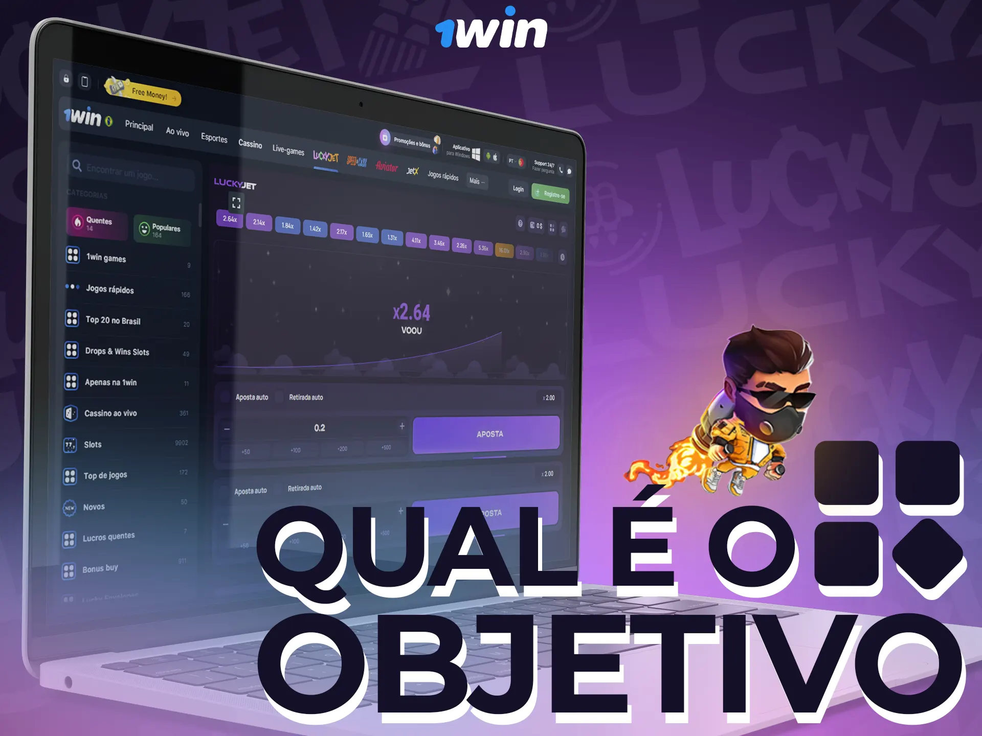 Aprenda a essência do jogo Lucky Jet no 1Win.