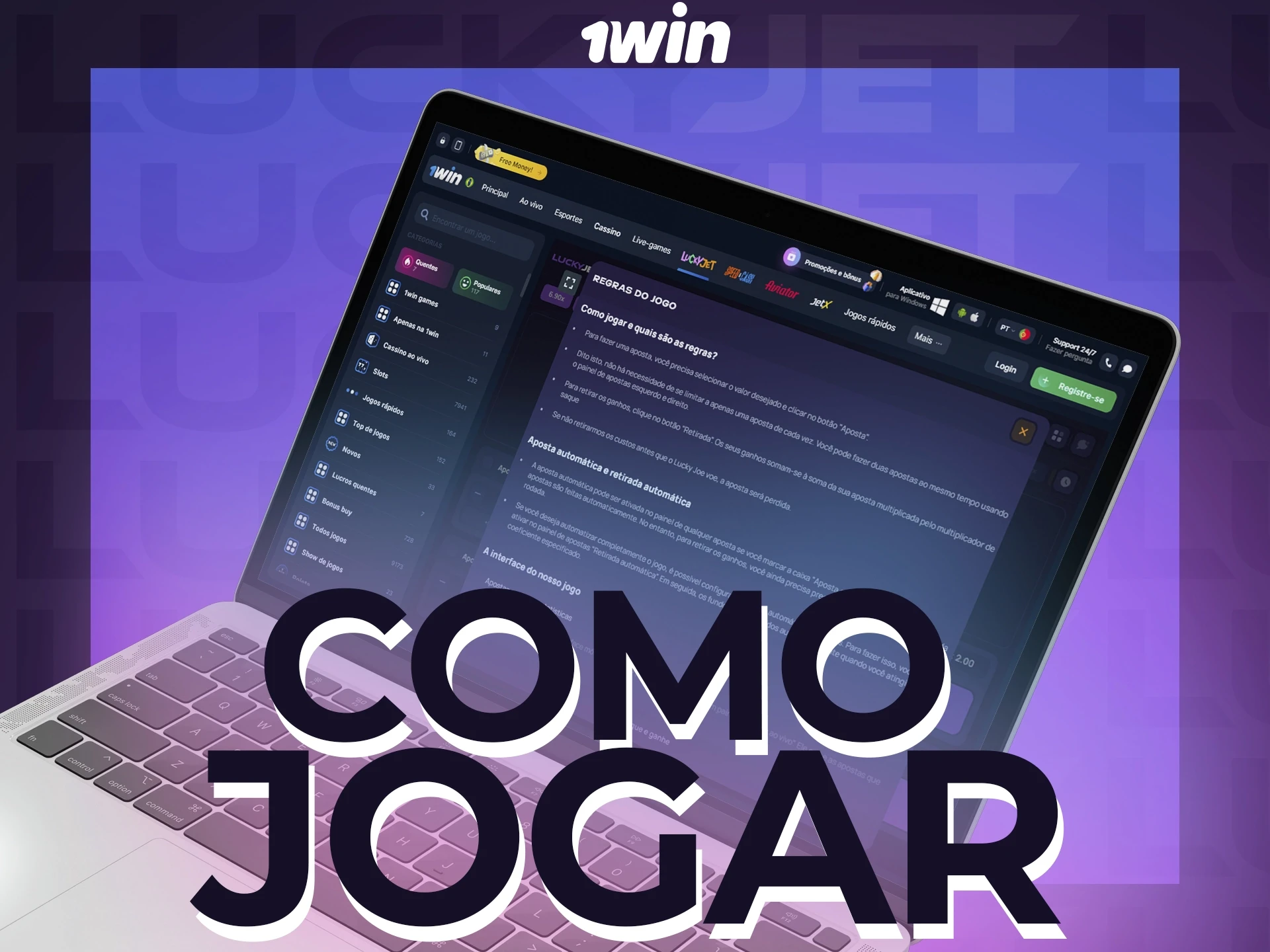 Descobre as regras e condições básicas para jogar Lucky Jet no 1win.