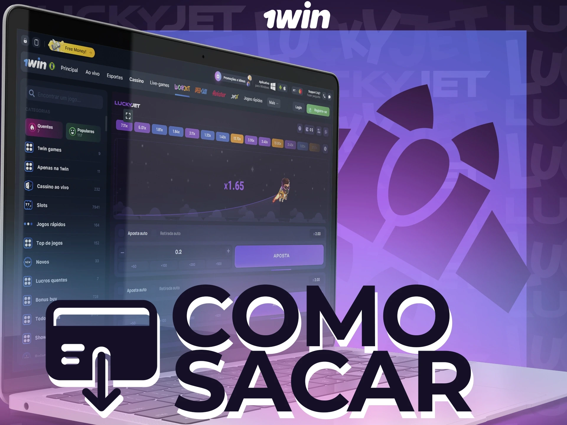 Descubra como é fácil retirar os seus ganhos do Lucky Jet a 1win.