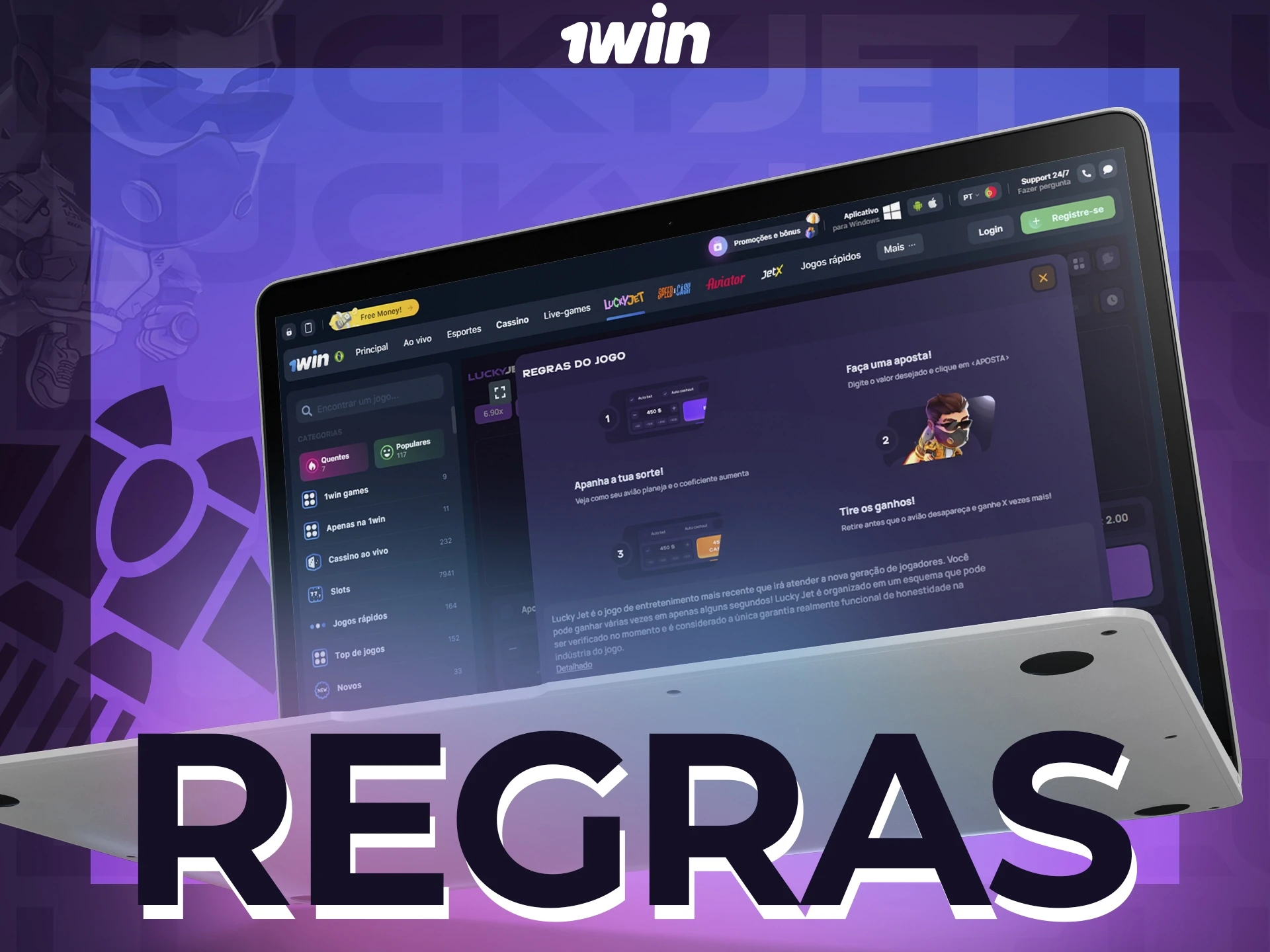 Lucky Jet at 1win tem regras simples, conheça-as para jogar.
