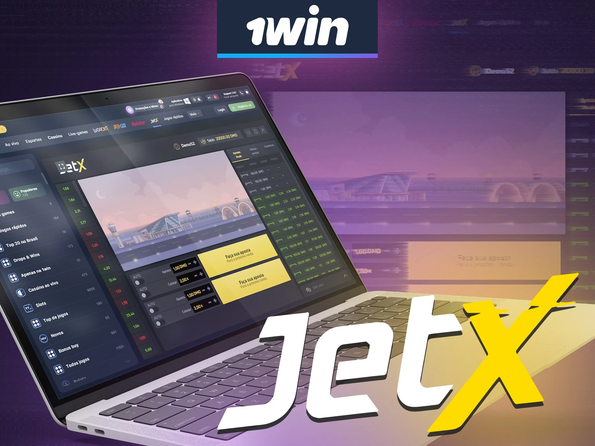 Faça a sua aposta vencedora a 1win no jogo do Jet X.